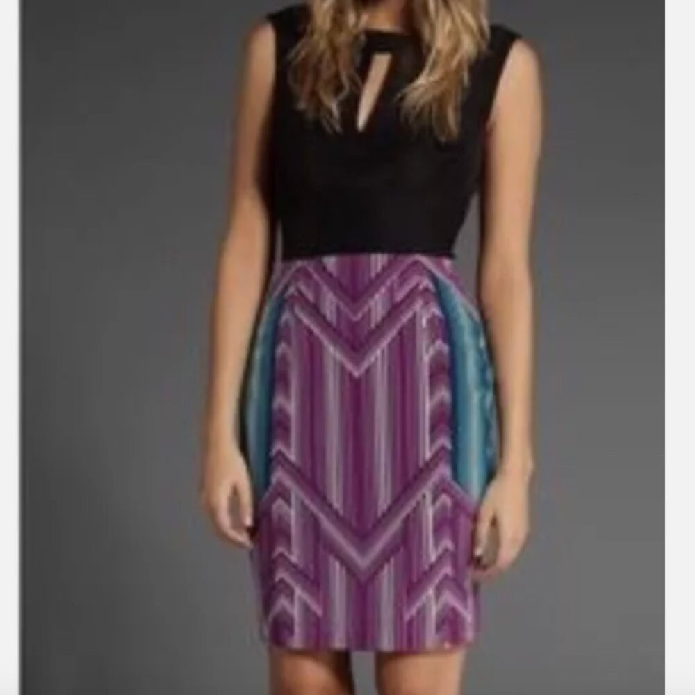 100% silk vintage Trina Turk coda dress 6 geometric pattern